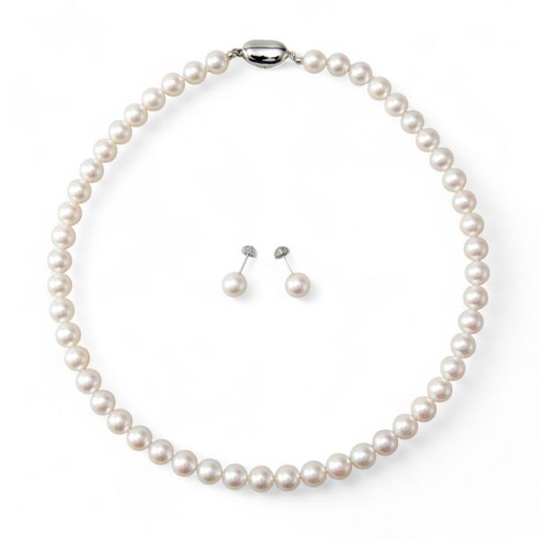 あこや真珠 ネックレス セット(ピアス/イヤリング付き) 8.0-8.5mm　B～CB～CB～C 《冠婚葬祭におすすめ》 本真珠 2点セット[n2][当店人気No.1 ロングセラー]（パールネックレス 真珠ネックレス）（冠婚葬祭 フォーマル 入学式 卒業式 成人式）