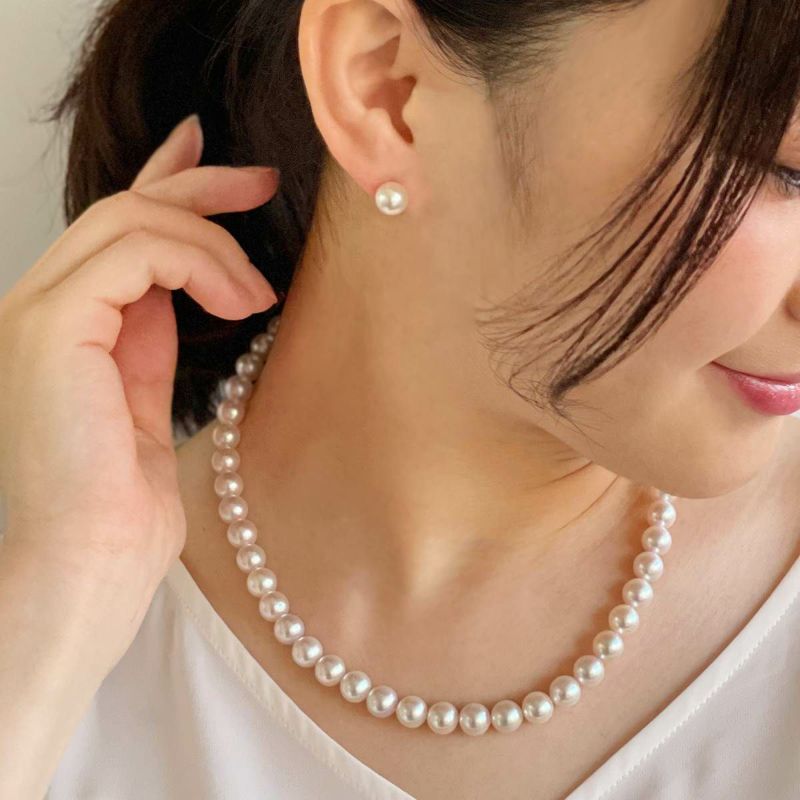 あこや真珠 ネックレス セット(ピアス/イヤリング付き) 8.0-8.5mm　B～CB～CB～C 《冠婚葬祭におすすめ》 本真珠 2点セット[n2][当店人気No.1 ロングセラー]（パールネックレス 真珠ネックレス）（冠婚葬祭 フォーマル 入学式 卒業式 成人式）