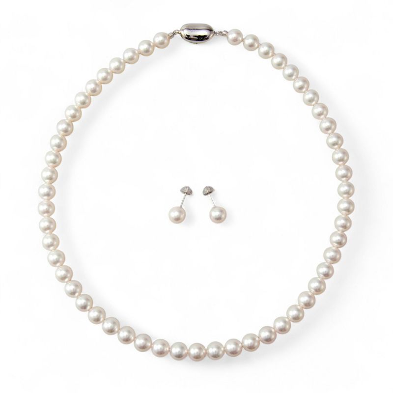 あこや真珠 ネックレス セット(ピアス/イヤリング付き) 7.5-8.0mm　B～CB～CB～C 《冠婚葬祭におすすめ》 本真珠 2点セット[n2][当店人気No.1 ロングセラー]（パールネックレス 真珠ネックレス）（冠婚葬祭 フォーマル 入学式 卒業式 成人式）
