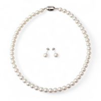 あこや真珠 ネックレス セット(ピアス/イヤリング付き) 7.5-8.0mm　B～CB～CB～C 《冠婚葬祭におすすめ》 本真珠 2点セット[n2][当店人気No.1 ロングセラー]（パールネックレス 真珠ネックレス）（冠婚葬祭 フォーマル 入学式 卒業式 成人式）