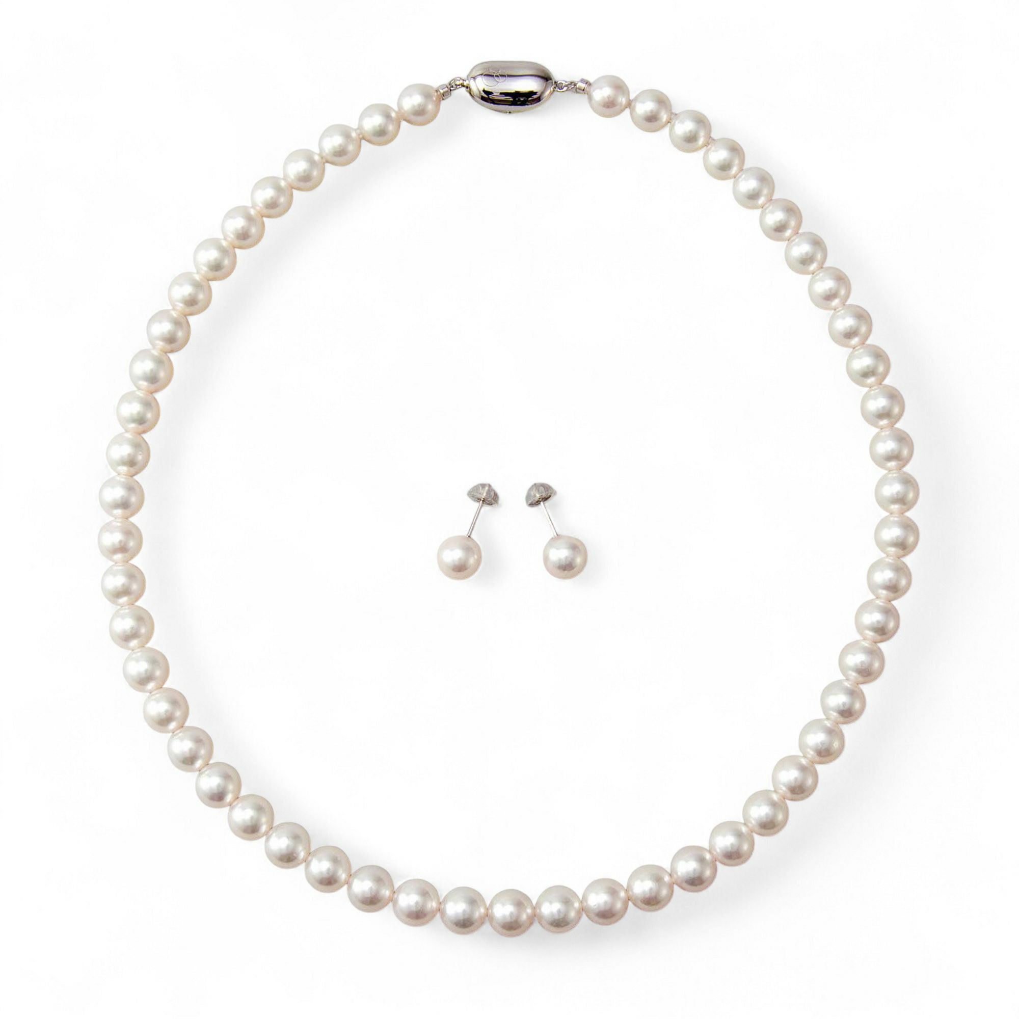 あこや真珠 ネックレス セット(ピアス/イヤリング付き) 7.5-8.0mm　B～CB～CB～C 《冠婚葬祭におすすめ》 本真珠 2点セット[n2][当店人気No.1 ロングセラー]（パールネックレス 真珠ネックレス）（冠婚葬祭 フォーマル 入学式 卒業式 成人式）