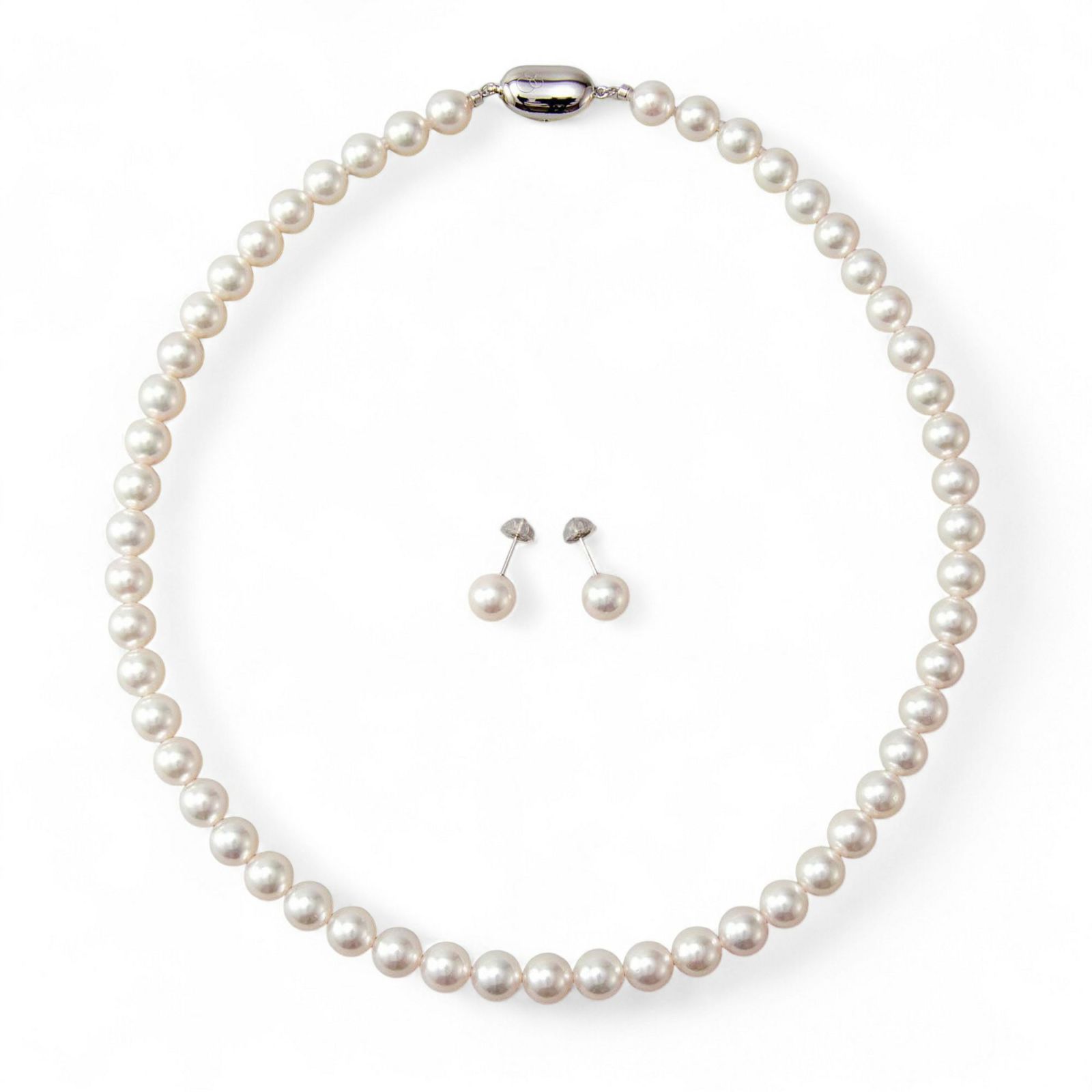 あこや真珠 ネックレス セット(ピアス/イヤリング付き) 7.5-8.0mm　B～CB～CB～C 《冠婚葬祭におすすめ》 本真珠 2点セット[n2][当店人気No.1 ロングセラー]（パールネックレス 真珠ネックレス）（冠婚葬祭 フォーマル 入学式 卒業式 成人式）