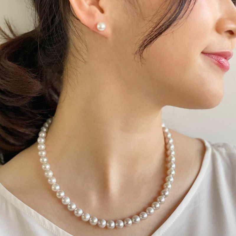 あこや真珠 ネックレス セット(ピアス/イヤリング付き) 7.5-8.0mm　B～CB～CB～C 《冠婚葬祭におすすめ》 本真珠 2点セット[n2][当店人気No.1 ロングセラー]（パールネックレス 真珠ネックレス）（冠婚葬祭 フォーマル 入学式 卒業式 成人式）