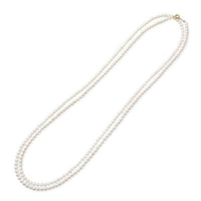 淡水真珠 ロングパールネックレス 120cm(3倍ロング) 4.0-5.0mm A～BB ポテト 引き輪(silver) [n4][11-972][120cm ロング][人気 ロングセラー]（真珠 ネックレス ベビーパール）（普段使い 大人カジュアル）