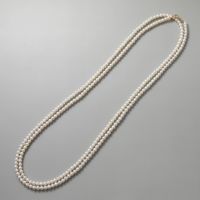 淡水真珠 ロングパールネックレス 120cm(3倍ロング) 4.0-5.0mm A～BB ポテト 引き輪(silver) [n4][11-972][120cm ロング][人気 ロングセラー]（真珠 ネックレス ベビーパール）（普段使い 大人カジュアル）