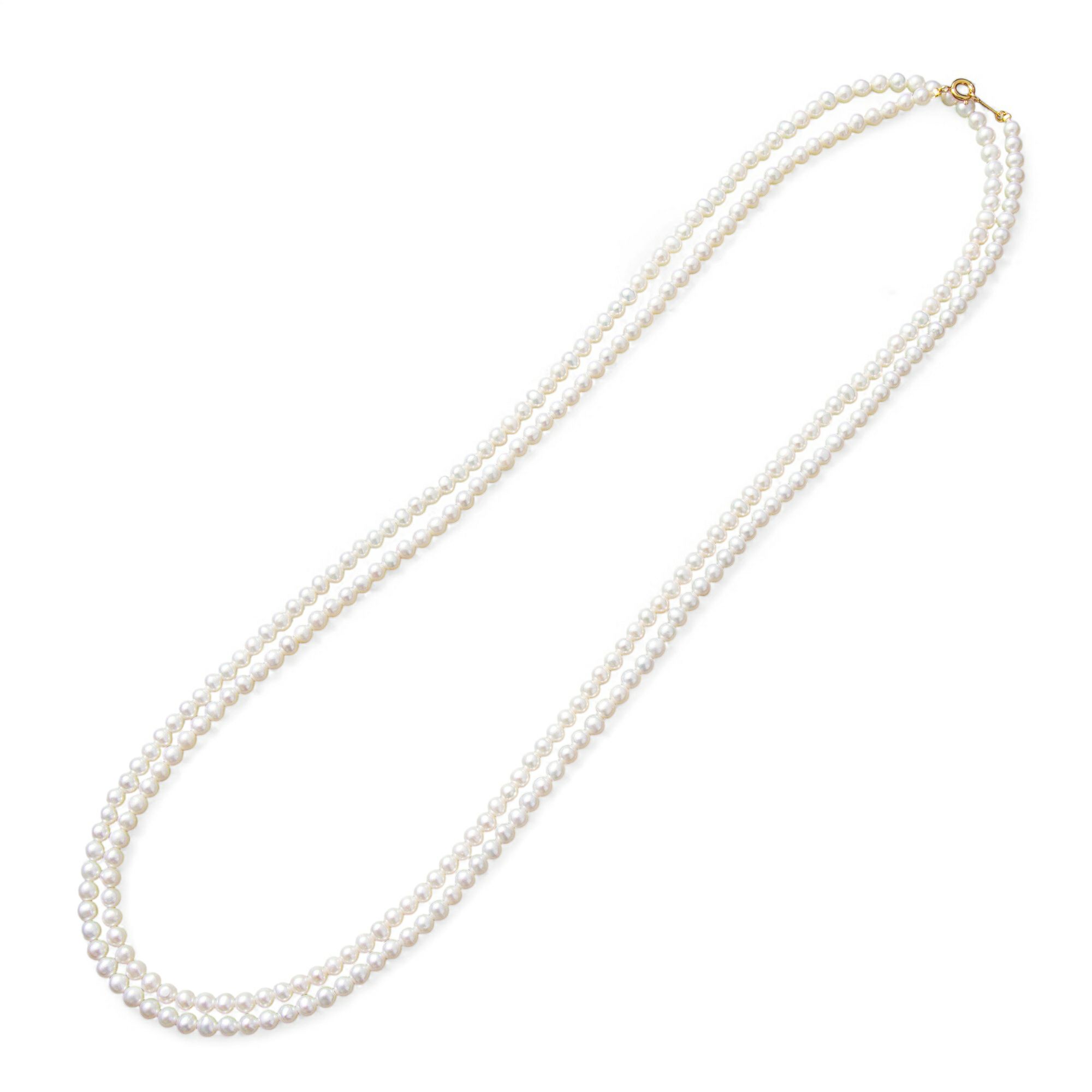 淡水真珠 ロングパールネックレス 120cm(3倍ロング) 4.0-5.0mm A～BB ポテト 引き輪(silver) [n4][11-972][120cm ロング][人気 ロングセラー]（真珠 ネックレス ベビーパール）（普段使い 大人カジュアル）