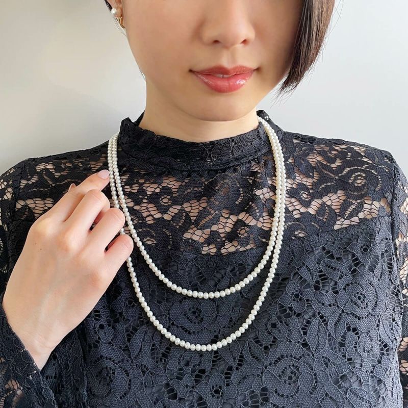 淡水真珠 ロングパールネックレス 120cm(3倍ロング) 4.0-5.0mm A～BB ポテト 引き輪(silver) [n4][11-972][120cm ロング][人気 ロングセラー]（真珠 ネックレス ベビーパール）（普段使い 大人カジュアル）