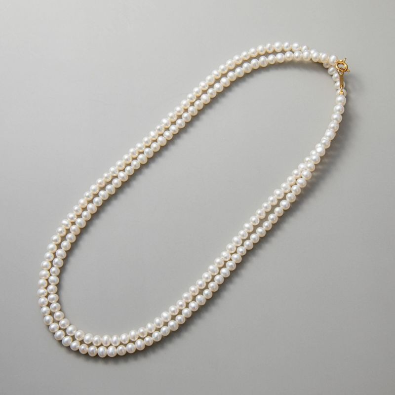 淡水真珠 ロングパールネックレス 80cm(2倍ロング) 4.0-5.0mm A～BB ポテト 引き輪(silver) [n4][11-971][80cm ロング][人気 ロングセラー]（真珠 ネックレス ベビーパール）（普段使い 大人カジュアル）