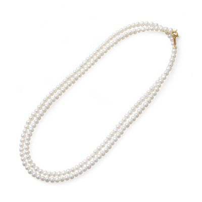 淡水真珠 ロングパールネックレス 80cm(2倍ロング) 4.0-5.0mm A～BB ポテト 引き輪(silver) [n4][11-971][80cm ロング][人気 ロングセラー]（真珠 ネックレス ベビーパール）（普段使い 大人カジュアル）