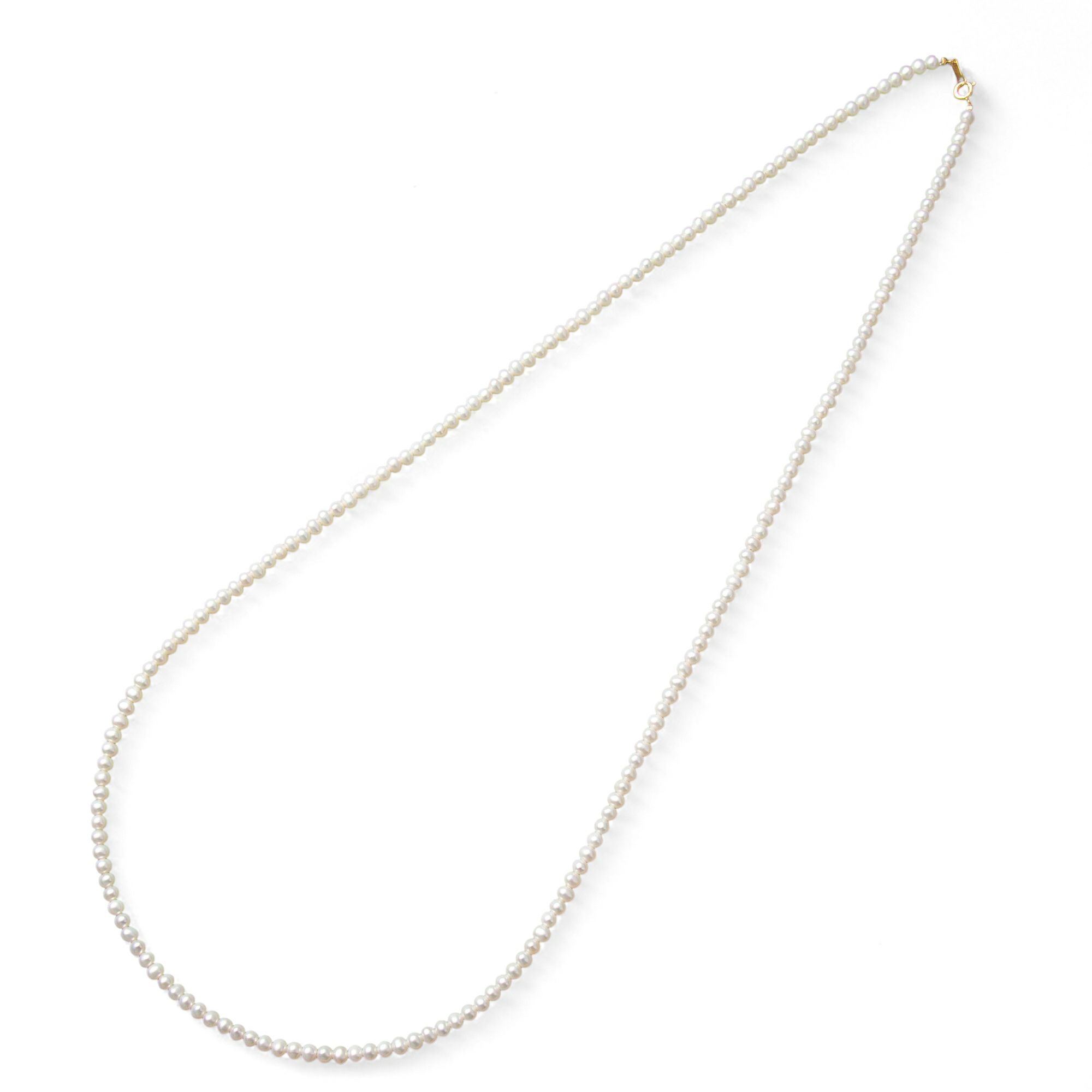 淡水真珠 ロングパールネックレス 80cm(2倍ロング) 4.0-5.0mm A～BB ポテト 引き輪(silver) [n4][11-971][80cm ロング][人気 ロングセラー]（真珠 ネックレス ベビーパール）（普段使い 大人カジュアル）