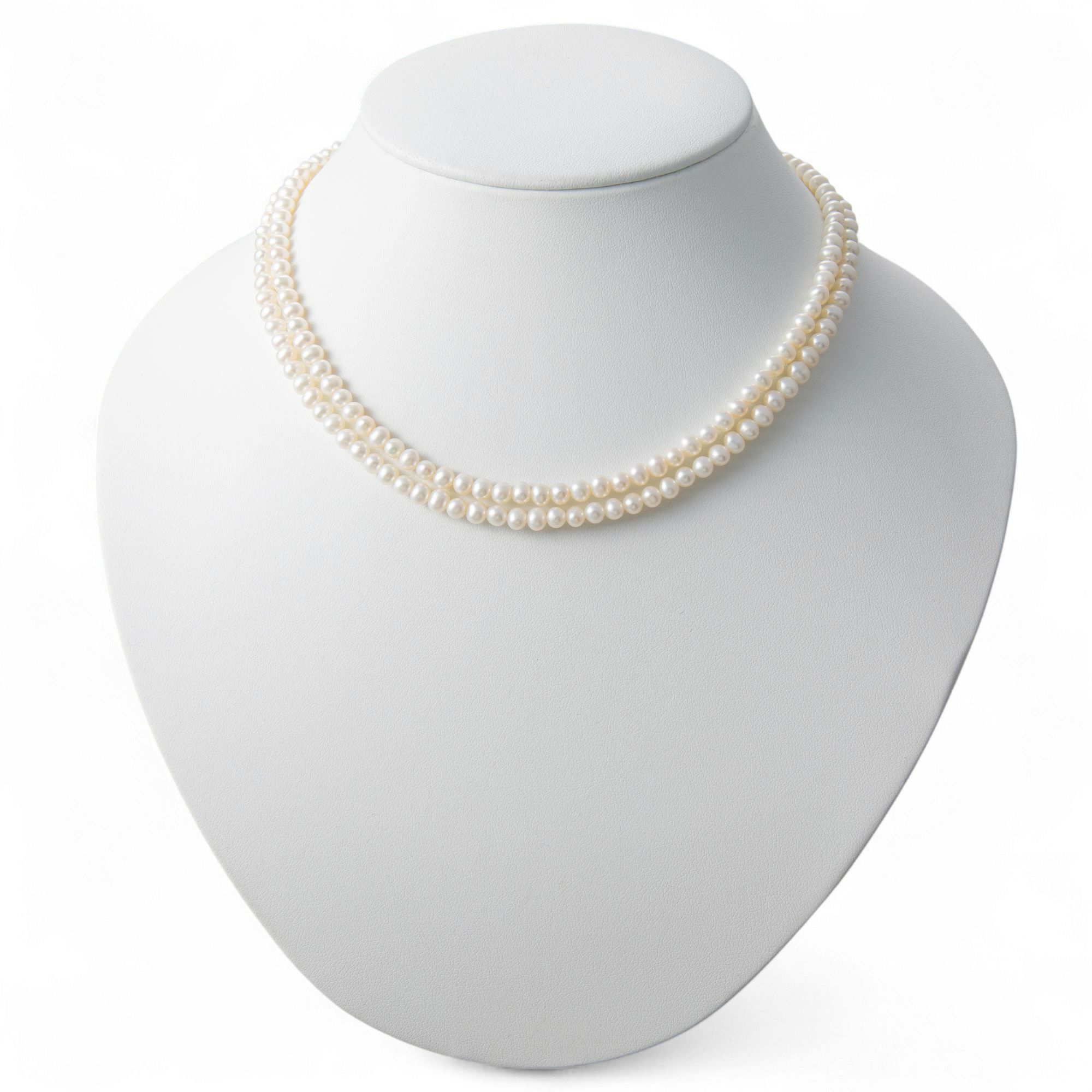 淡水真珠 ロングパールネックレス 80cm(2倍ロング) 4.0-5.0mm A～BB ポテト 引き輪(silver) [n4][11-971][80cm ロング][人気 ロングセラー]（真珠 ネックレス ベビーパール）（普段使い 大人カジュアル）