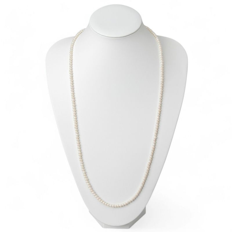 淡水真珠 ロングパールネックレス 80cm(2倍ロング) 4.0-5.0mm A～BB ポテト 引き輪(silver) [n4][11-971][80cm ロング][人気 ロングセラー]（真珠 ネックレス ベビーパール）（普段使い 大人カジュアル）