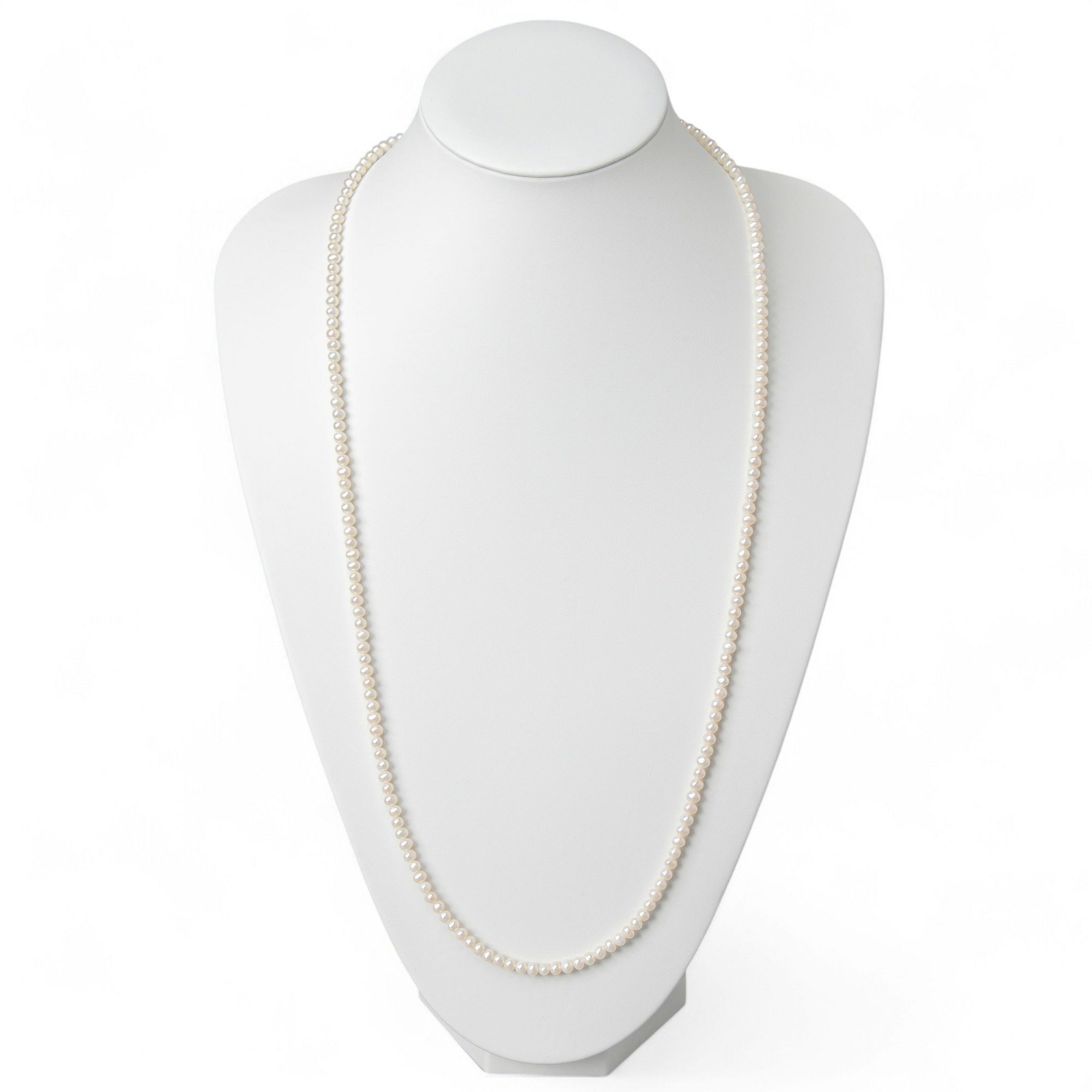 淡水真珠 ロングパールネックレス 80cm(2倍ロング) 4.0-5.0mm A～BB ポテト 引き輪(silver) [n4][11-971][80cm ロング][人気 ロングセラー]（真珠 ネックレス ベビーパール）（普段使い 大人カジュアル）