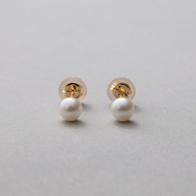 あこや真珠 スタッドピアス4.5-5.0mm K14WG/K18YG