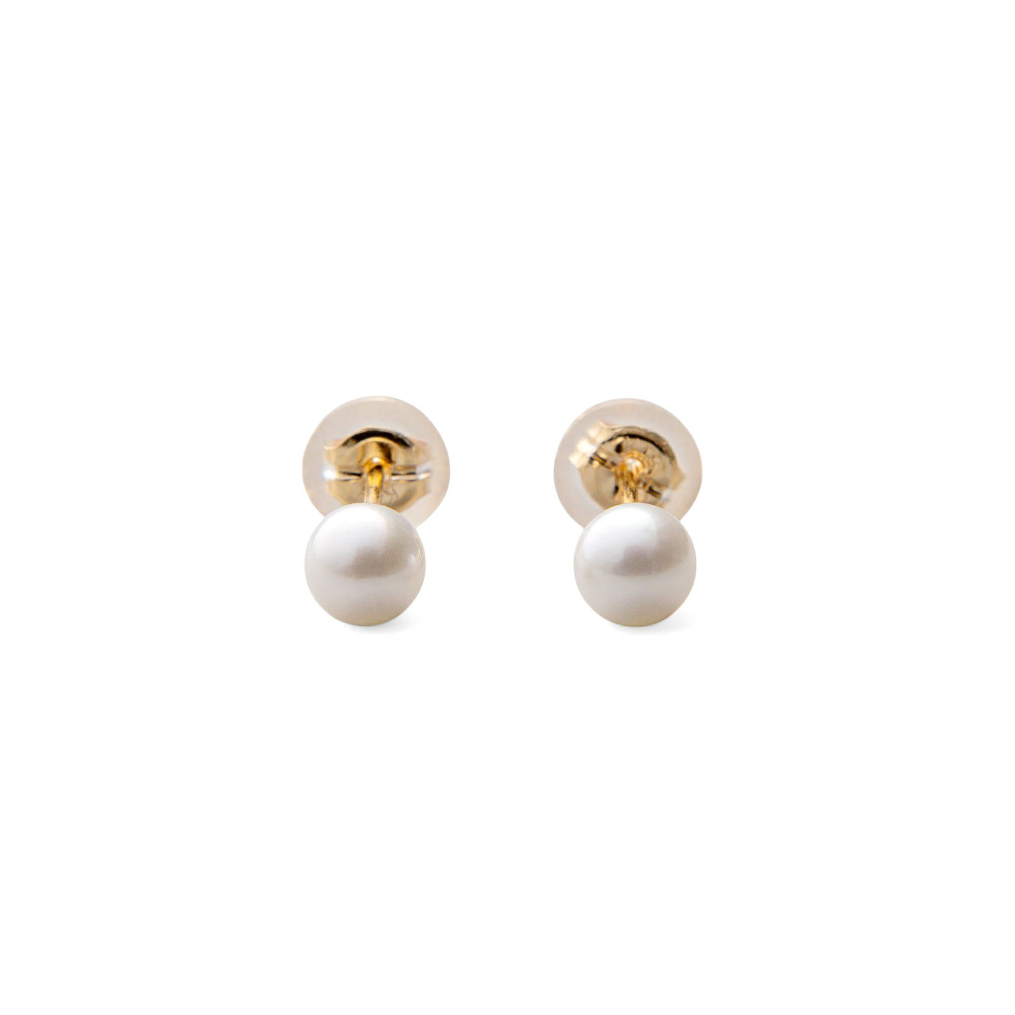あこや真珠 スタッドピアス4.5-5.0mm K14WG/K18YG