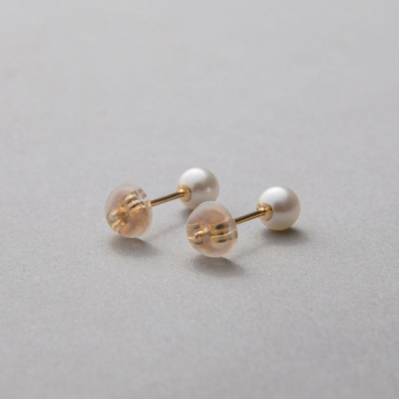 あこや真珠 スタッドピアス4.5-5.0mm K14WG/K18YG
