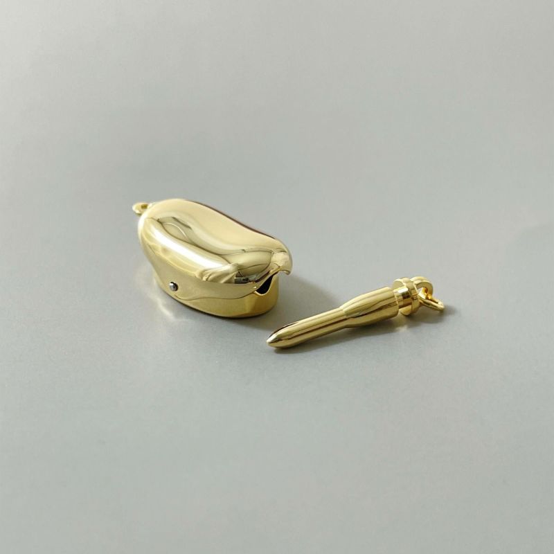 ビーンズ型クラスプ（差し込み式 留め具） Mサイズ K18 ゴールド [n4]（真珠ネックレス 加工用）