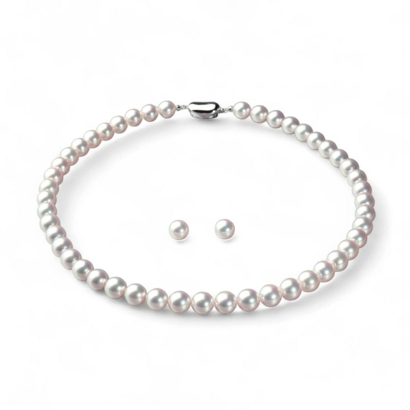 花珠真珠 ネックレス 2点セット 8.5-9.0mm ≪トップクオリティ花珠≫ 最高品質 AAA 花珠鑑別書付  パールネックレス パールピアス イヤリング [n5][80-4501]（真珠ネックレス アコヤ真珠 本真珠）（冠婚葬祭 フォーマル 入学式 卒業式 成人式 厄除け 結納 贈答）