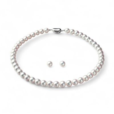 花珠真珠 ネックレス 2点セット 8.5-9.0mm ≪トップクオリティ花珠≫ 最高品質 AAA 花珠鑑別書付  パールネックレス パールピアス イヤリング [n5][80-4501]（真珠ネックレス アコヤ真珠 本真珠）（冠婚葬祭 フォーマル 入学式 卒業式 成人式 厄除け 結納 贈答）