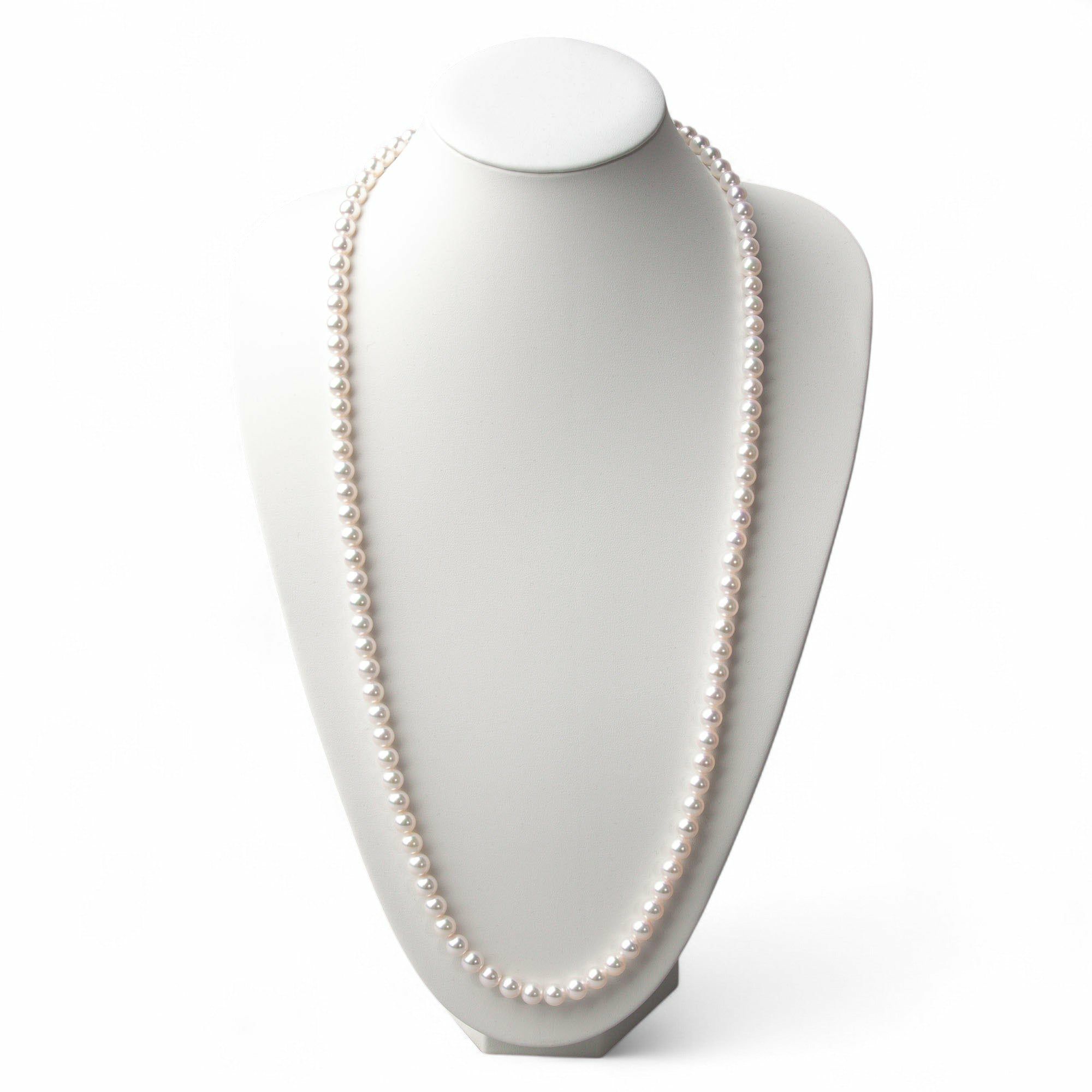 花珠真珠 ロングネックレス  80cm 7.5-8.0mm ≪グッドクオリティ花珠≫ AAA 花珠鑑別書付 ロングパールネックレス[80cm ロング][n5][1-5216]（真珠ネックレス アコヤ真珠 本真珠 高品質 ）（冠婚葬祭 フォーマル  パーティー 入学式 卒業式 厄除け）