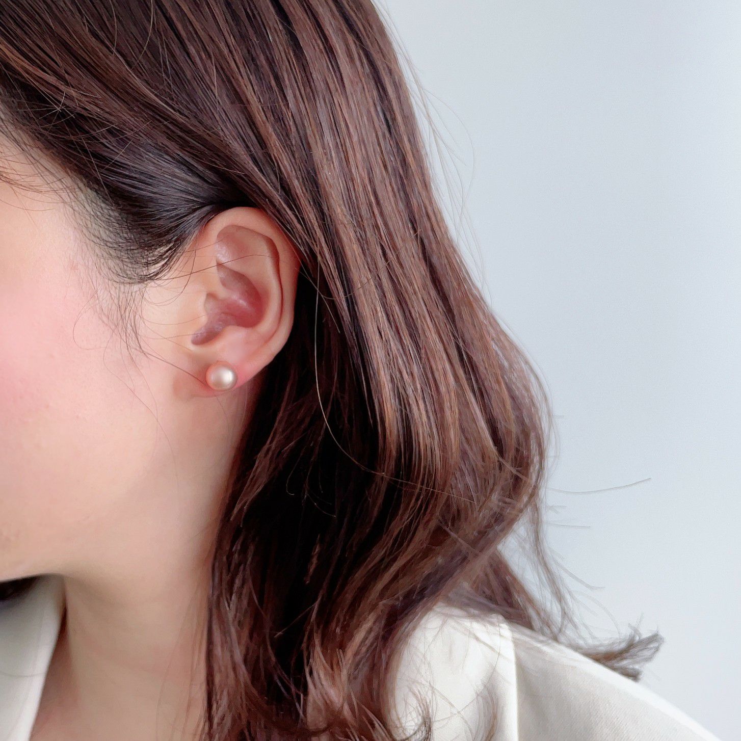 Bubble 淡水真珠 ピアス ピンク　8.5mmUP K14WG/K18YG