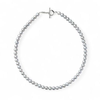 淡水真珠 ネックレス7.0-7.5mm　グレー