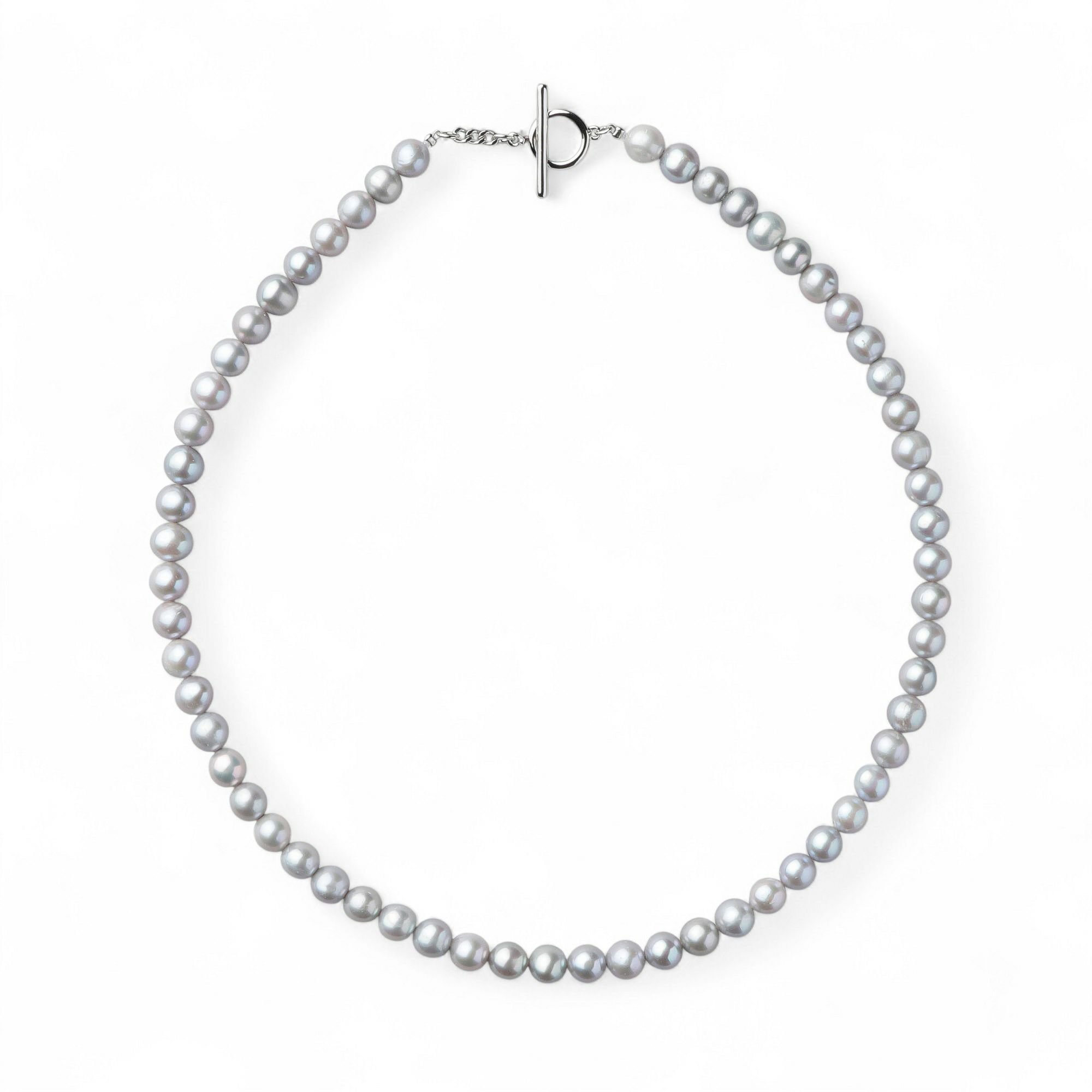 淡水真珠 ネックレス7.0-7.5mm　グレー