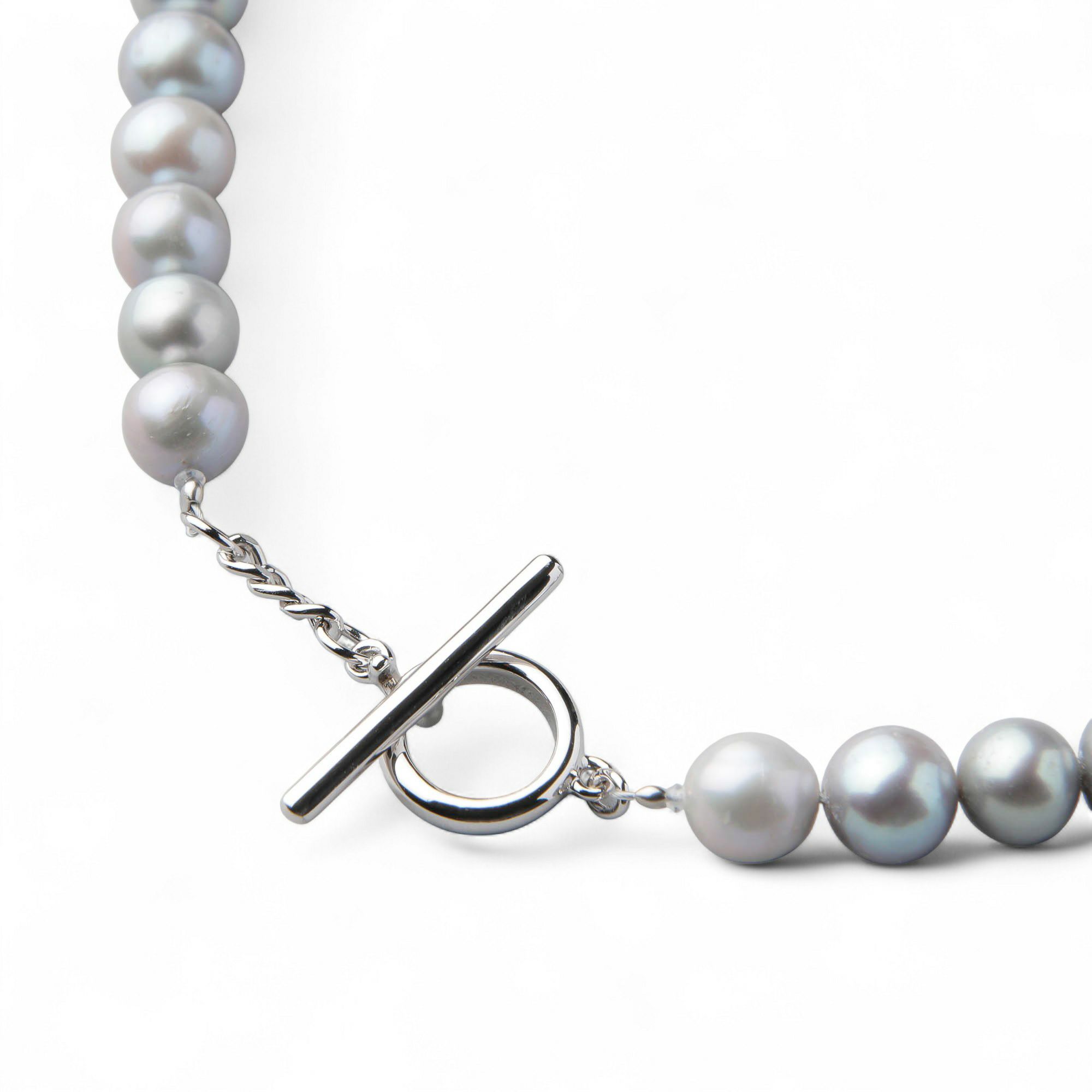 淡水真珠 ネックレス7.0-7.5mm　グレー
