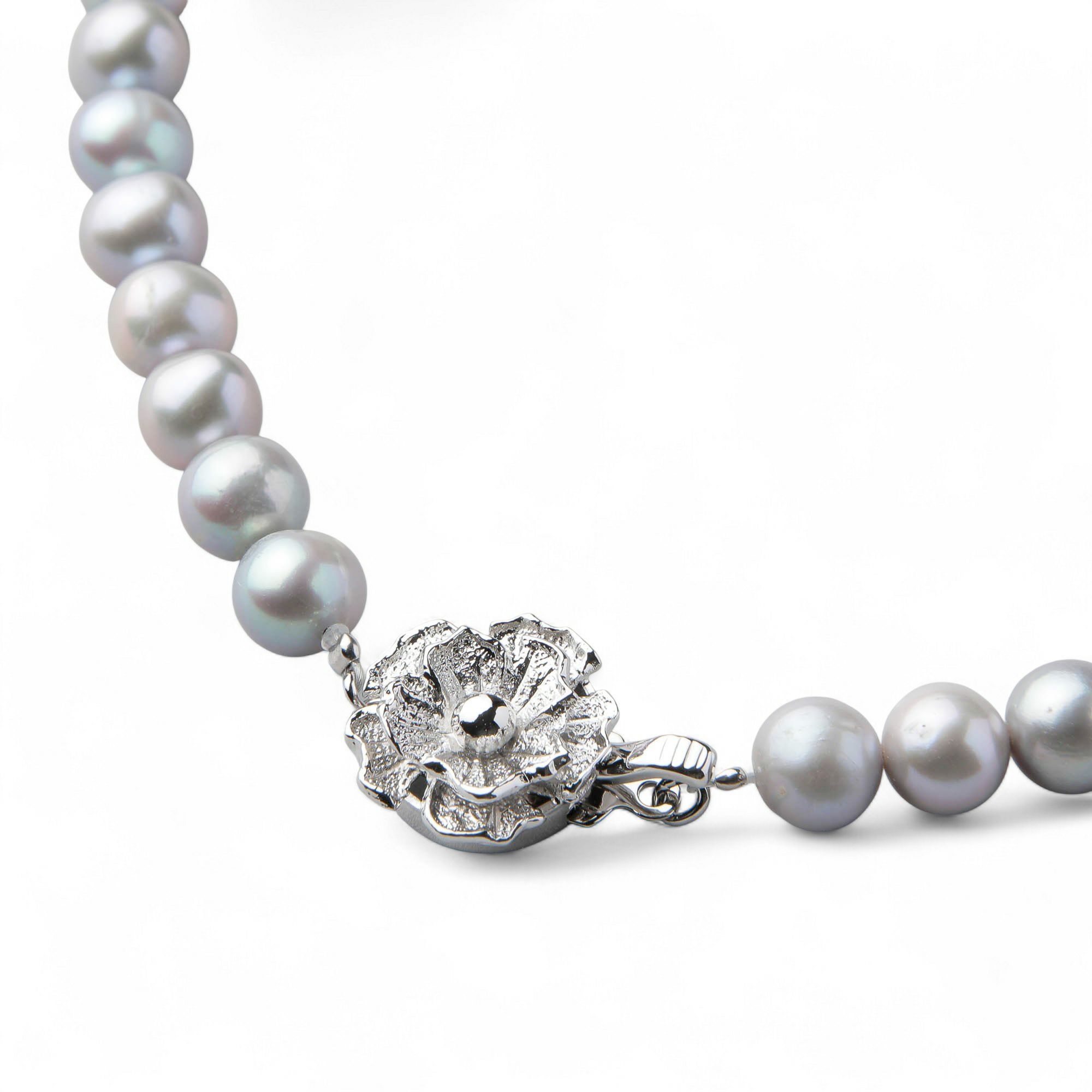 淡水真珠 ネックレス7.0-7.5mm　グレー