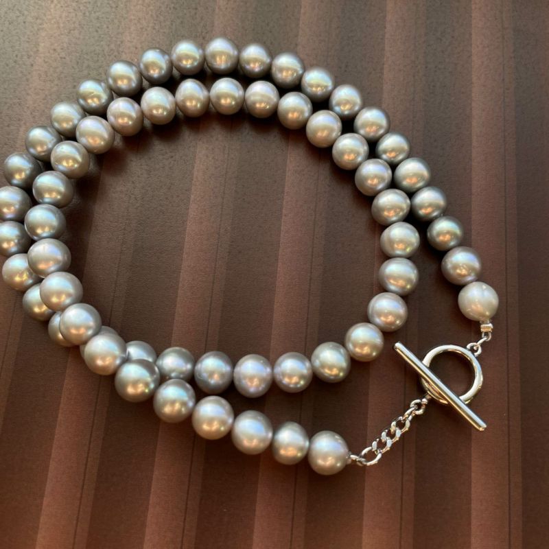 淡水真珠 ネックレス7.0-7.5mm　グレー
