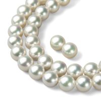 オーロラ花珠真珠 無調色 ネックレス 2点セット 8.0-8.5mm ホワイト系(ナチュラル) ≪ハイクオリティ花珠≫ 高品質 AAA  花珠鑑別書付  パールネックレス パールピアス イヤリング [n5]（真珠ネックレス アコヤ真珠 本真珠）