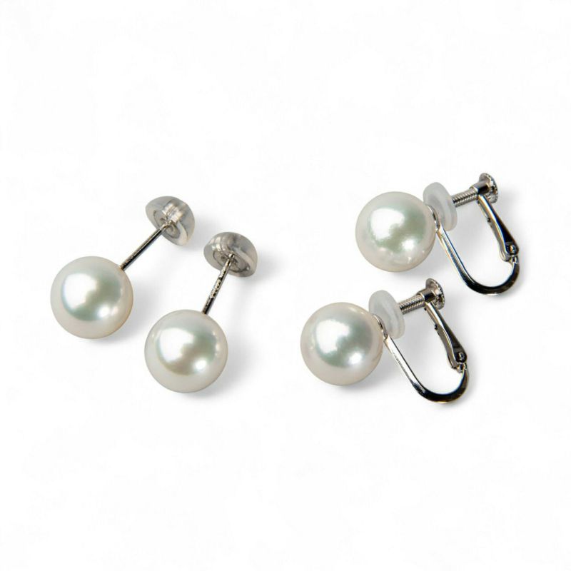 オーロラ花珠真珠 無調色 ネックレス 2点セット 8.0-8.5mm ホワイト系(ナチュラル) ≪ハイクオリティ花珠≫ 高品質 AAA  花珠鑑別書付  パールネックレス パールピアス イヤリング [n5]（真珠ネックレス アコヤ真珠 本真珠）