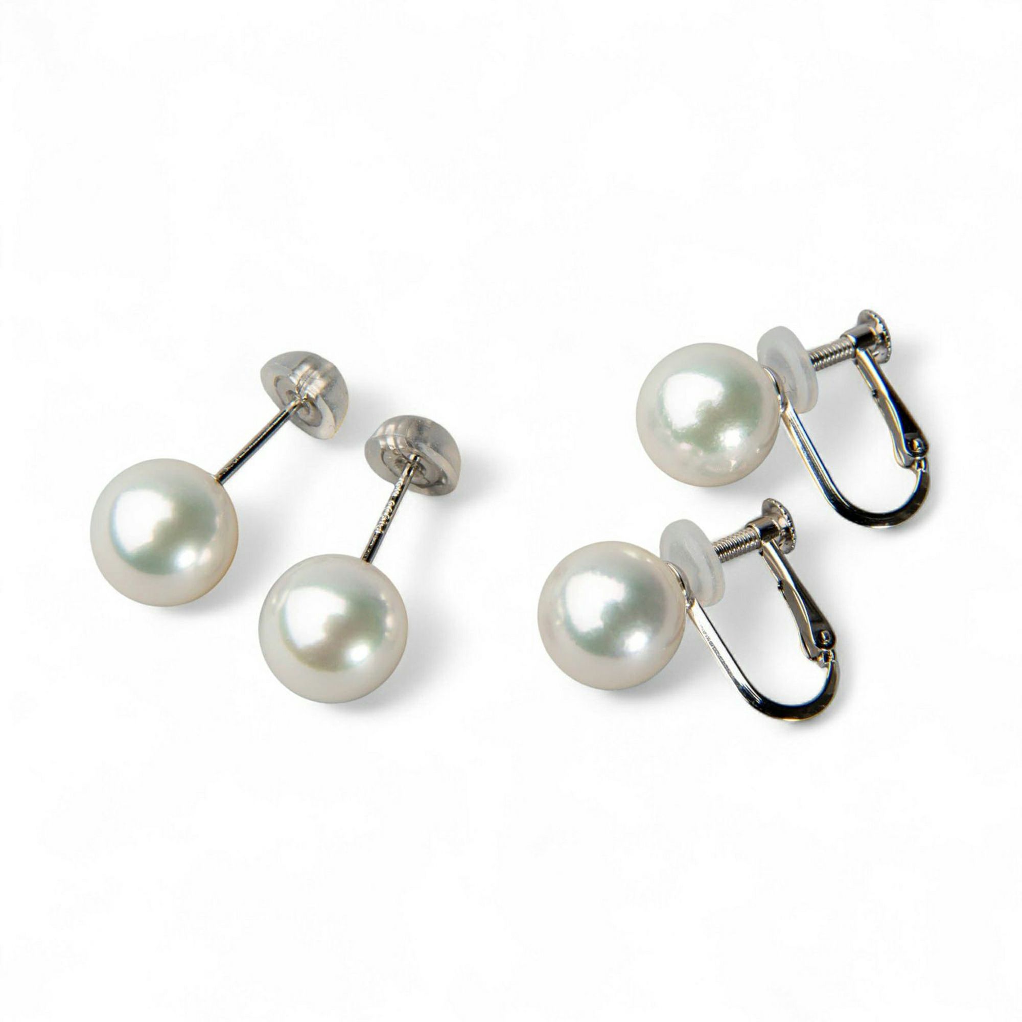 オーロラ花珠真珠 無調色 ネックレス 2点セット 8.0-8.5mm ホワイト系(ナチュラル) ≪ハイクオリティ花珠≫ 高品質 AAA  花珠鑑別書付  パールネックレス パールピアス イヤリング [n5]（真珠ネックレス アコヤ真珠 本真珠）