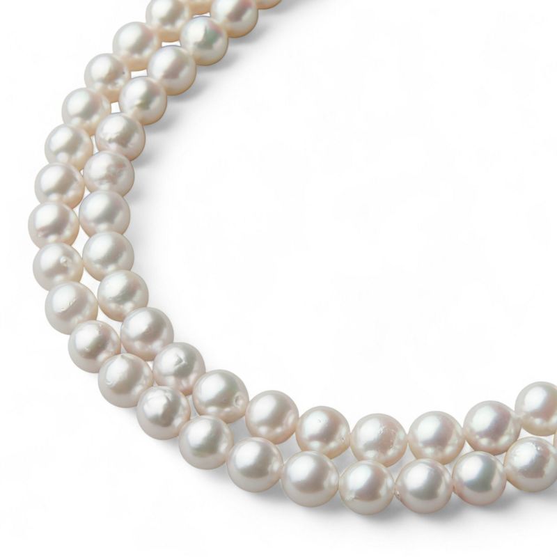 あこや真珠 ロングパールネックレス 120cm ホワイト系 7.5-8.0mm B～CB～CB～C  ラウンド～セミラウンド クラスプなし [n2][120cm ロング]（真珠 ネックレス）（フォーマル パーティ 入学式 卒業式）