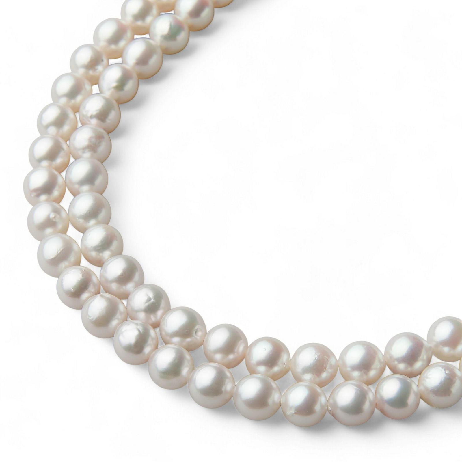 あこや真珠 ロングパールネックレス 120cm ホワイト系 7.5-8.0mm B～CB～CB～C  ラウンド～セミラウンド クラスプなし [n2][120cm ロング]（真珠 ネックレス）（フォーマル パーティ 入学式 卒業式）