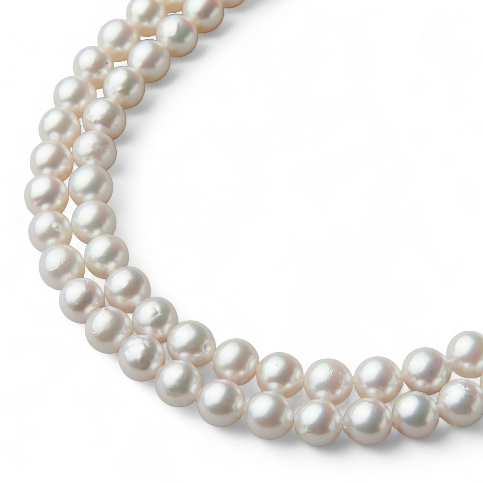 あこや真珠 ロングパールネックレス 120cm ホワイト系 7.5-8.0mm B～CB～CB～C  ラウンド～セミラウンド クラスプなし [n2][120cm ロング]（真珠 ネックレス）（フォーマル パーティ 入学式 卒業式）