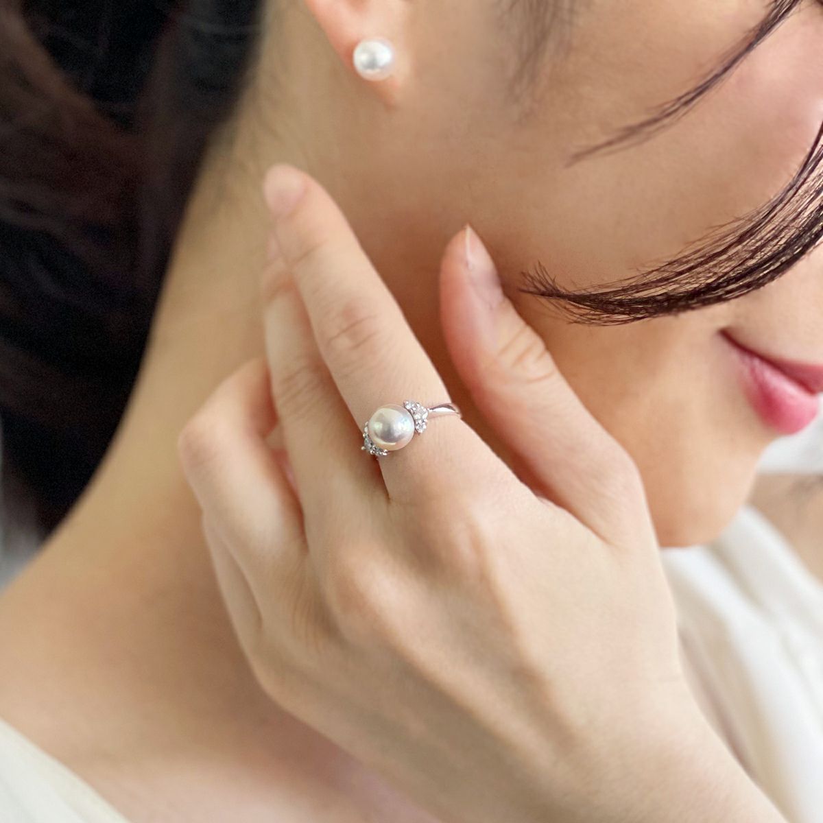 オーロラ花珠真珠 リング8.5-9.0mm PT900 [WSP] | 花珠真珠リング