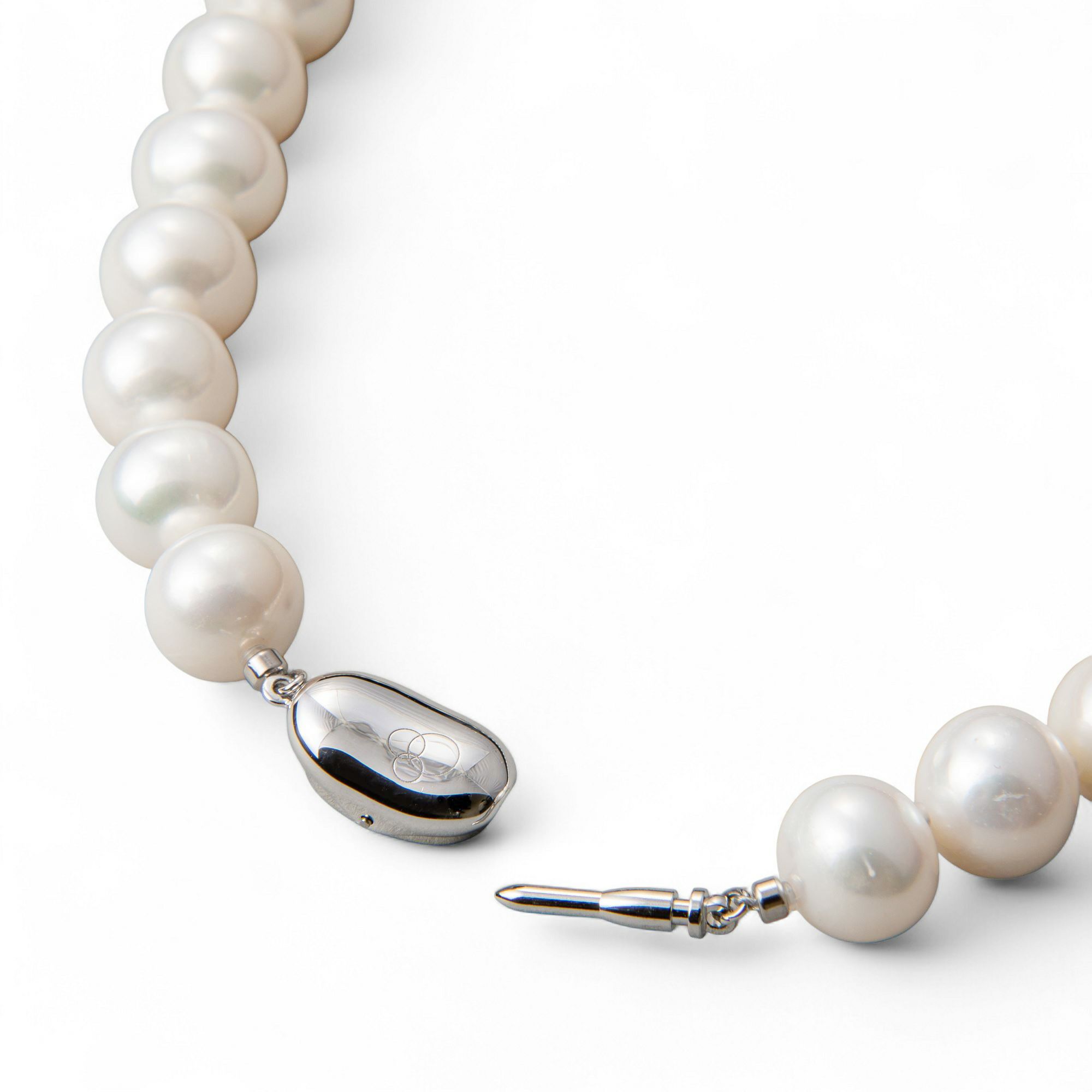 希少な大珠◇ 淡水真珠 パールネックレス ホワイト系 10.5-11.5mm 超大珠 A～BC  セミラウンド～オーバル　ビーンズクラスプ(silver) [n3] （本真珠 ネックレス）（冠婚葬祭 フォーマル 入学式 卒業式 成人式）