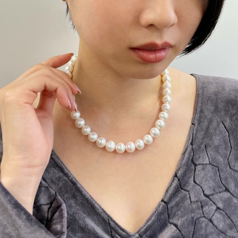 美品　真珠ネックレス10-11mm本物淡水パール冠婚葬祭フォーマルの定番人気