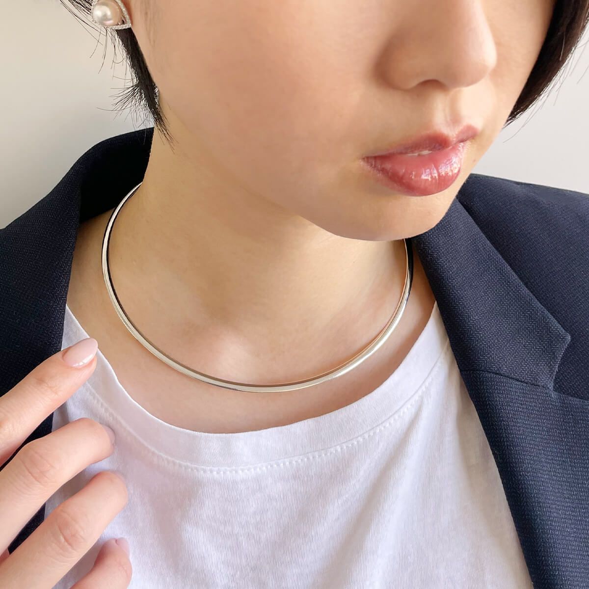 WEB限定】オメガネックレス 約3.0mmK18WG/YG(リバーシブル) | チェーン 