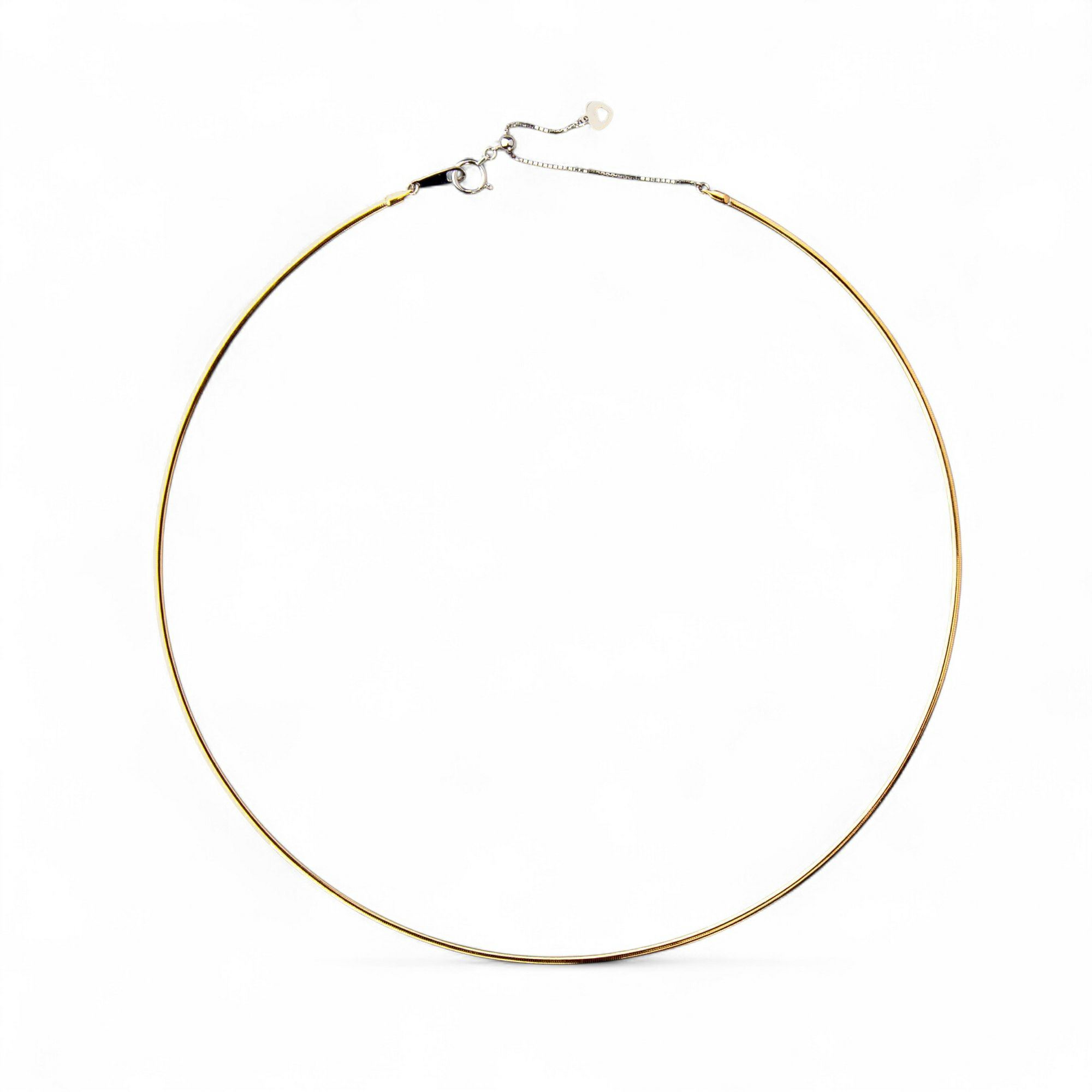 オメガネックレス K18WG/K18YG リバーシブル 形状記憶タイプ 太さ1.4～1.5mm 長さ43cm スライド式(38～43cmまで調整可) ゴールド [n4]（オメガチェーン 18金）