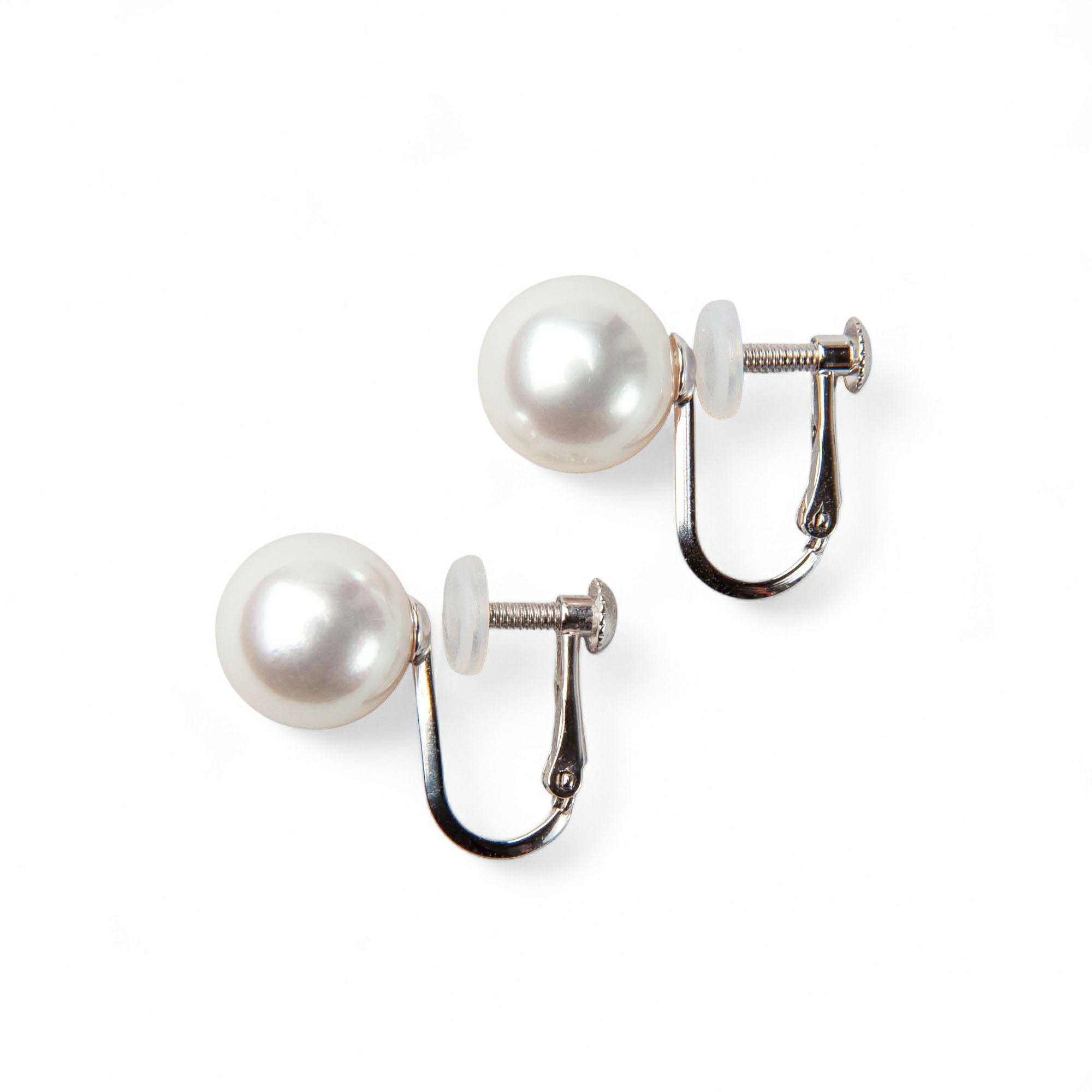 オーロラ花珠真珠 鑑別書付 パールイヤリング ホワイト系 8.5-9.0mm AAA K14WG ホワイトゴールド　ねじバネ式 [n4]（あこや真珠 イヤリング）（冠婚葬祭 フォーマル 記念日 プレゼント）