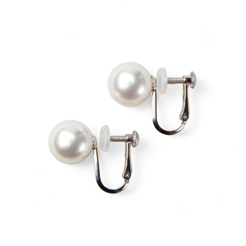 あこや本真珠 パールイヤリング ホワイト系 8.5-9.0mm AAB  K14WG ホワイトゴールド　ねじバネ式 [n3]（真珠 イヤリング）（冠婚葬祭 フォーマル 入学式 卒業式 成人式）