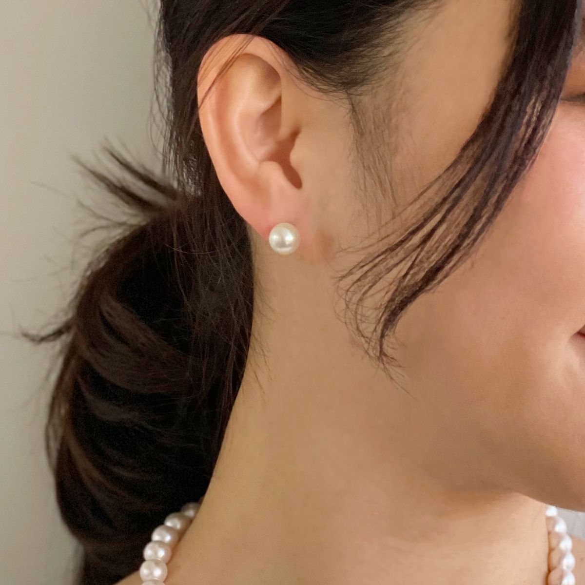 オーロラ花珠真珠 ピアス8.5-9.0mm K18YG | 花珠真珠ピアス・イヤリング