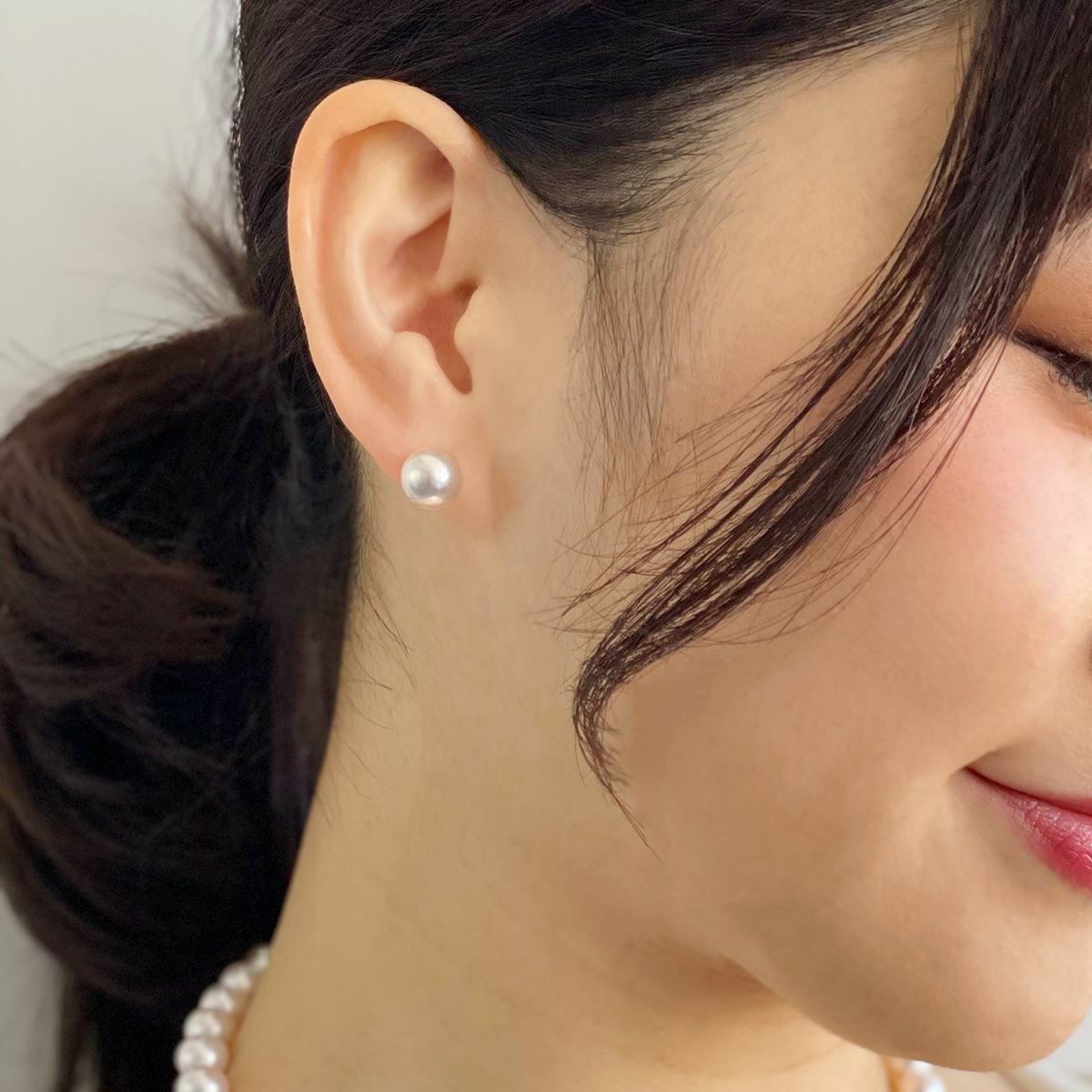 オーロラ花珠真珠 ピアス8.5-9.0mm PT900 | 花珠真珠ピアス・イヤリング