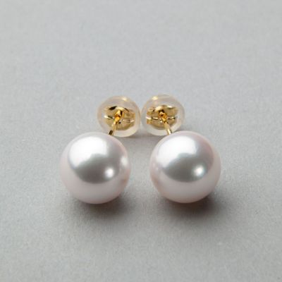 あこや真珠 パールピアス ホワイト系 8.5-9.0mm AAB  K18 ゴールド [n3]（真珠 ピアス スタッド）（冠婚葬祭 フォーマル 入学式 卒業式 成人式）