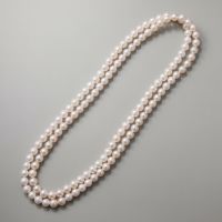 あこや真珠 ロングパールネックレス 100cm ホワイト系 7.5-8.0mm B～CB～CB～C  ラウンド～セミラウンド ノンクラスプ（クラスプなし）[n2][100cm ロング] （真珠 ネックレス）（フォーマル パーティ 入学式 卒業式）