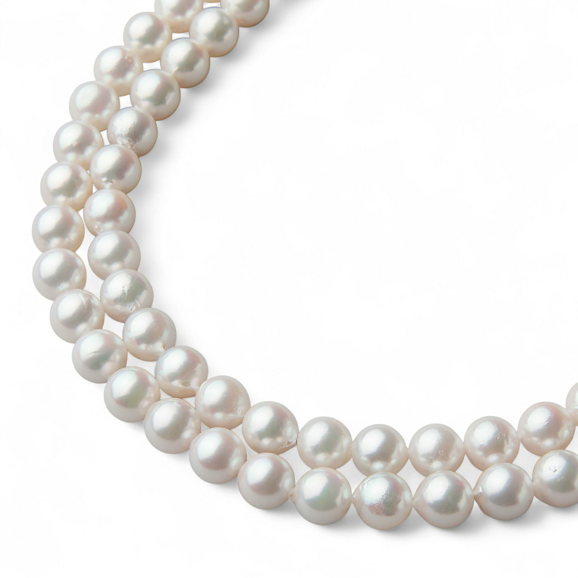 あこや真珠 ロングパールネックレス 100cm ホワイト系 7.5-8.0mm B～CB～CB～C  ラウンド～セミラウンド ノンクラスプ（クラスプなし）[n2][100cm ロング] （真珠 ネックレス）（フォーマル パーティ 入学式 卒業式）