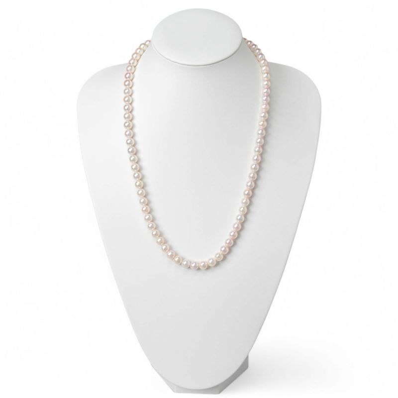 雑誌掲載★ あこや真珠 ロングパールネックレス 60cm マチネーレングス ホワイト系 8.0-8.5mm BBB～C  ラウンド～セミラウンド [n2][60cm ロング]（真珠 ネックレス）（フォーマル パーティ 入学式 卒業式）