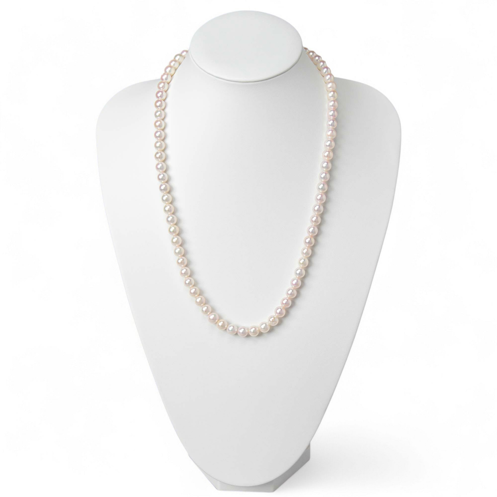 雑誌掲載★ あこや真珠 ロングパールネックレス 60cm マチネーレングス ホワイト系 8.0-8.5mm BBB～C  ラウンド～セミラウンド [n2][60cm ロング]（真珠 ネックレス）（フォーマル パーティ 入学式 卒業式）